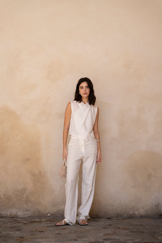 Linen Crossover Top