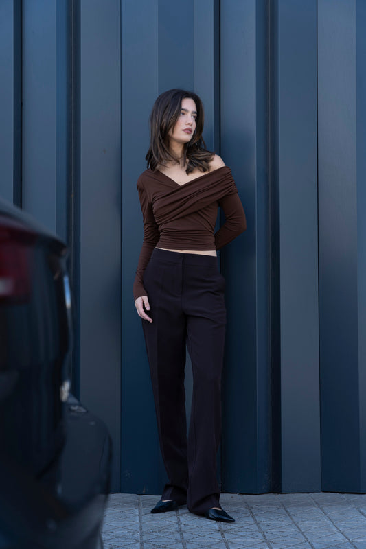 Asymmetric Shirt Brown
