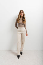 Straight fit pants beige tall