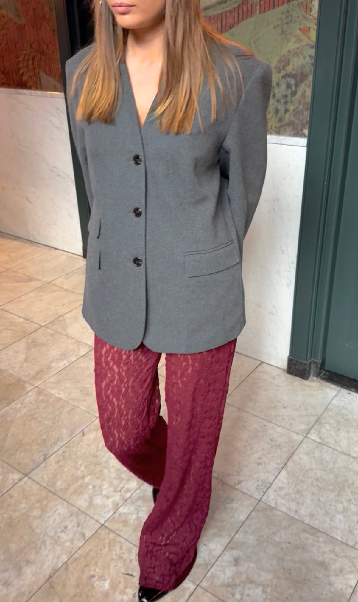 Lace Pants Burgundy: Extra Tall