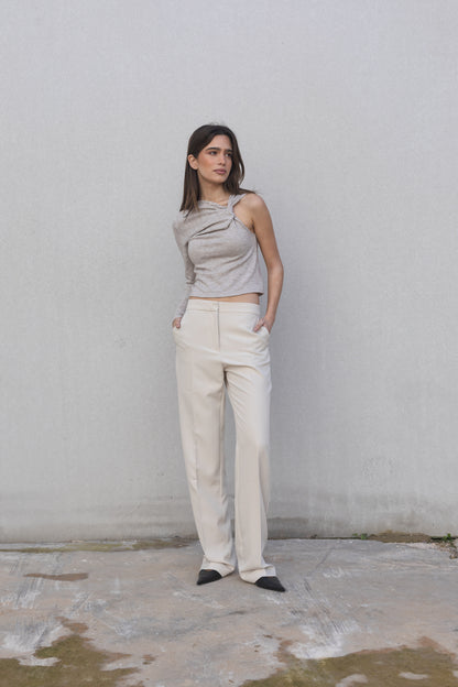 Straight Fit Pants Beige: Tall