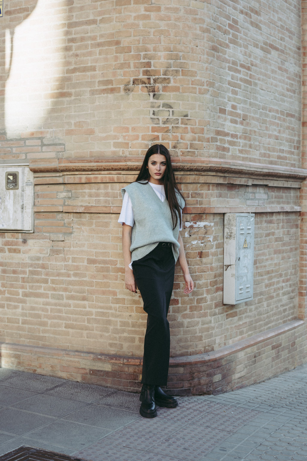 Knit Waistcoat Light Blue: oversized