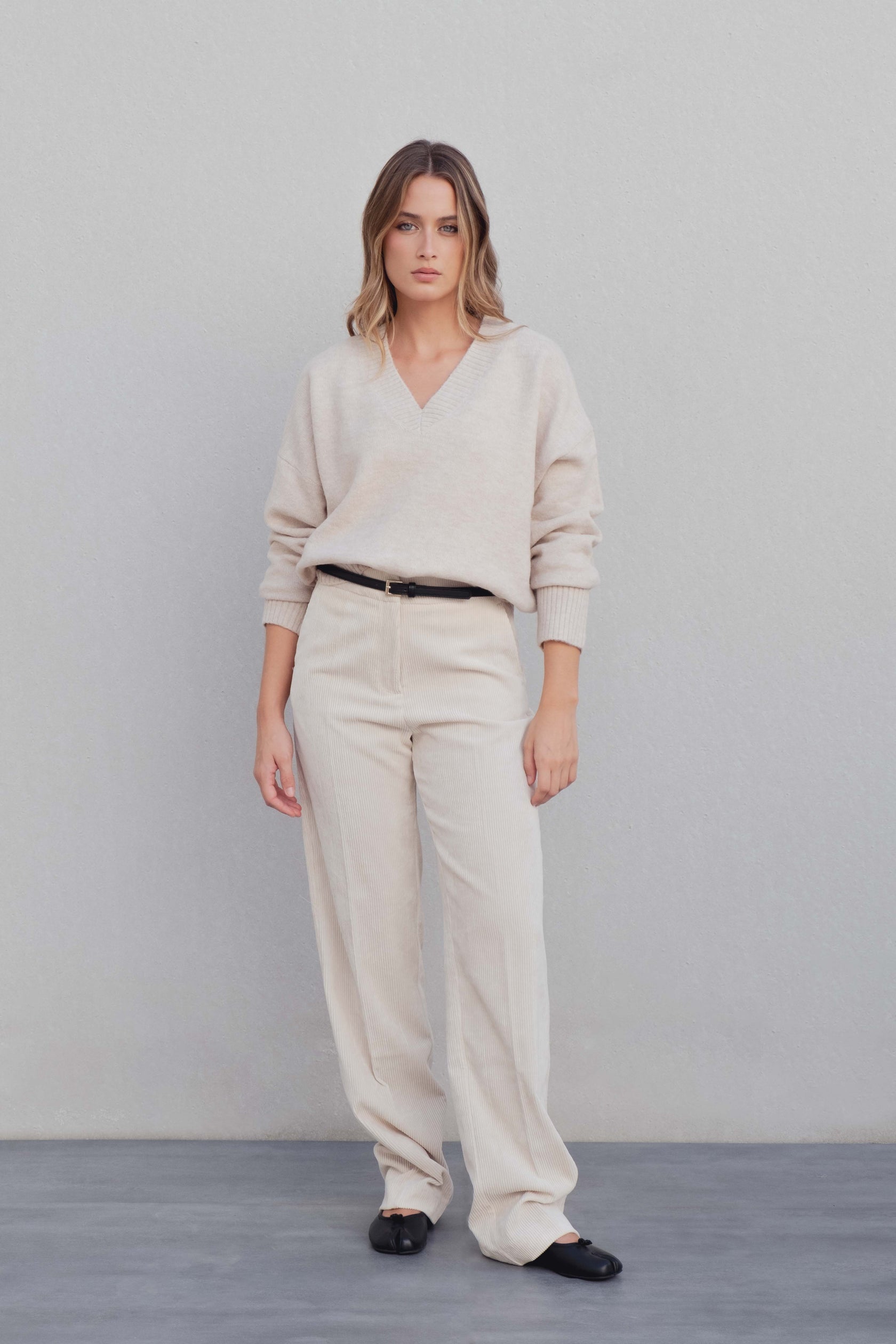 Ribbed Pantalon Beige: Tall