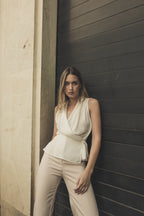 Straight fit pantalon tall beige