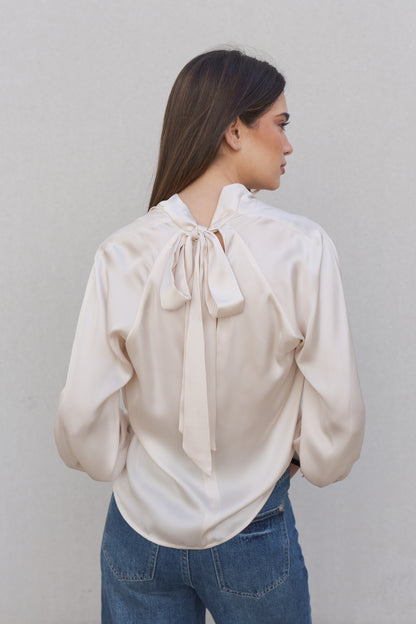 Satin Blouse With Bow