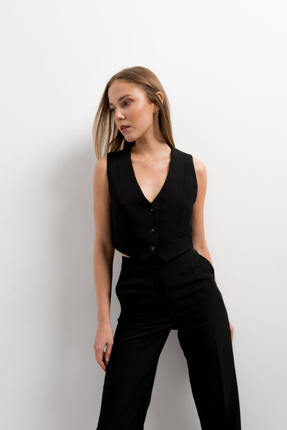 Short Tailored Waistcoat: Black