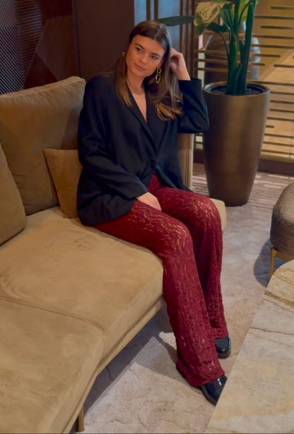 Lace Pants Burgundy: Extra Tall