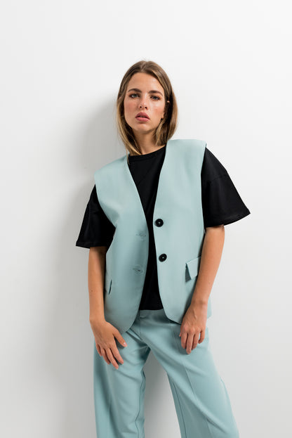 Lapelles Waistcoat Turquoise: oversized