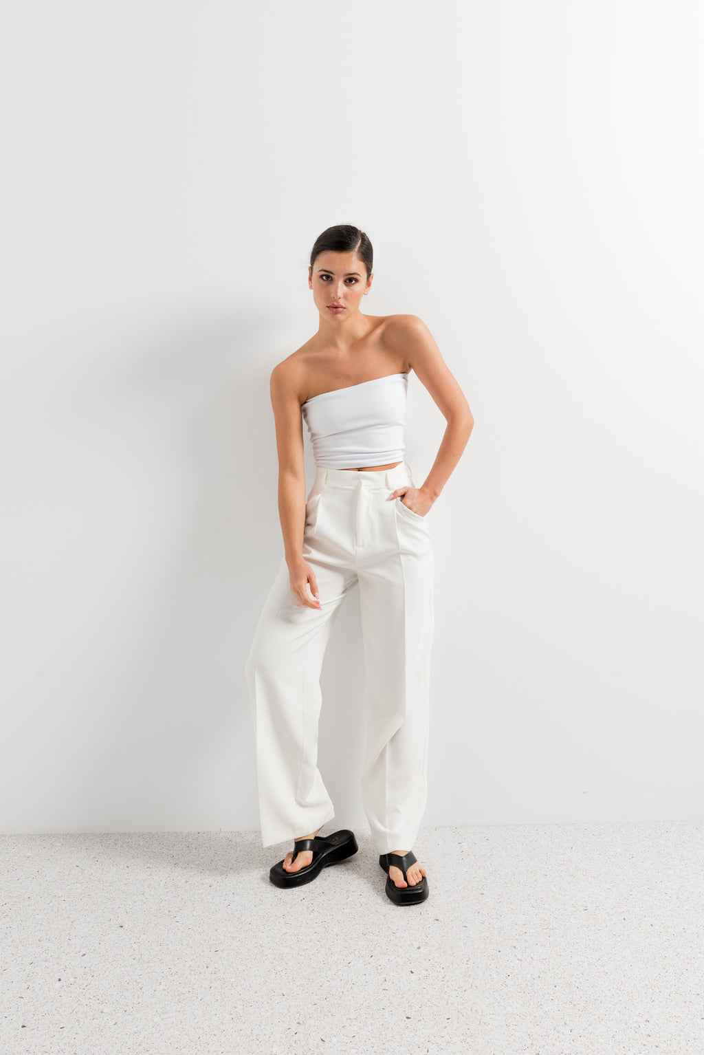 White Pants With Pleats: Tall