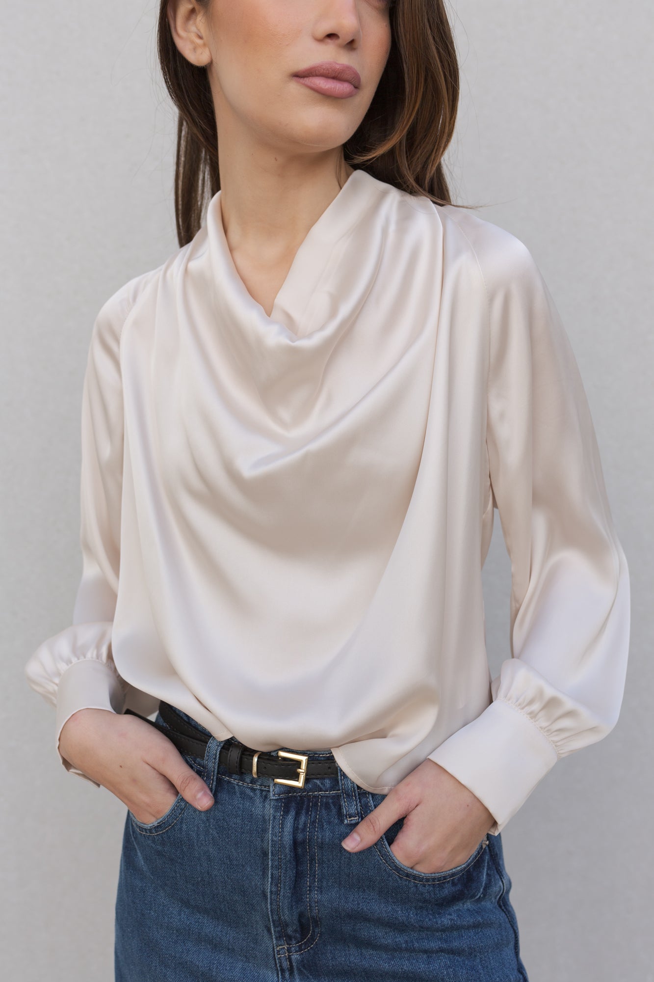 Satin Blouse With Bow