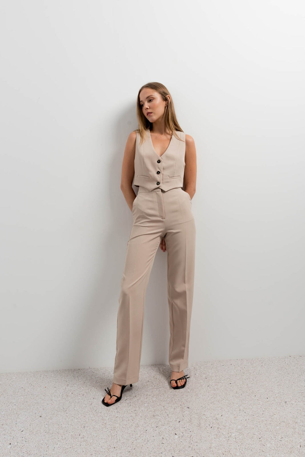 Straight Leg Trousers Light Brown: Tall