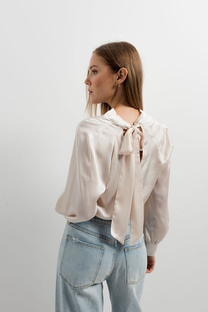 Satin Blouse With Bow