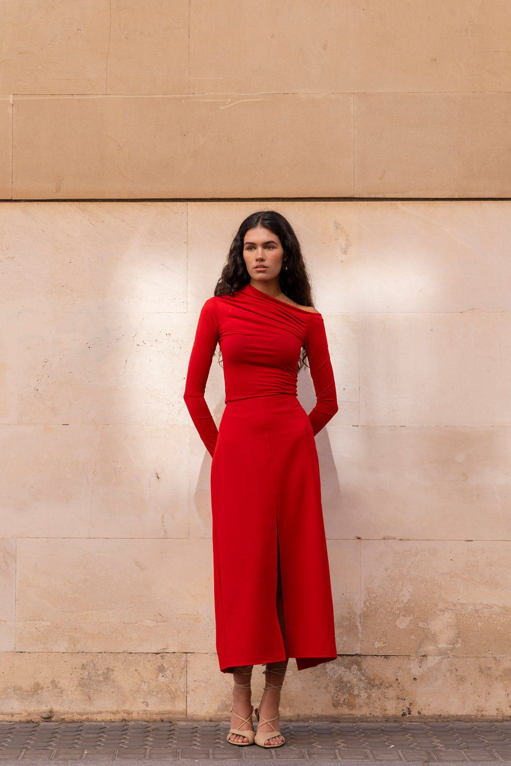 Asymmetric Shirt Red