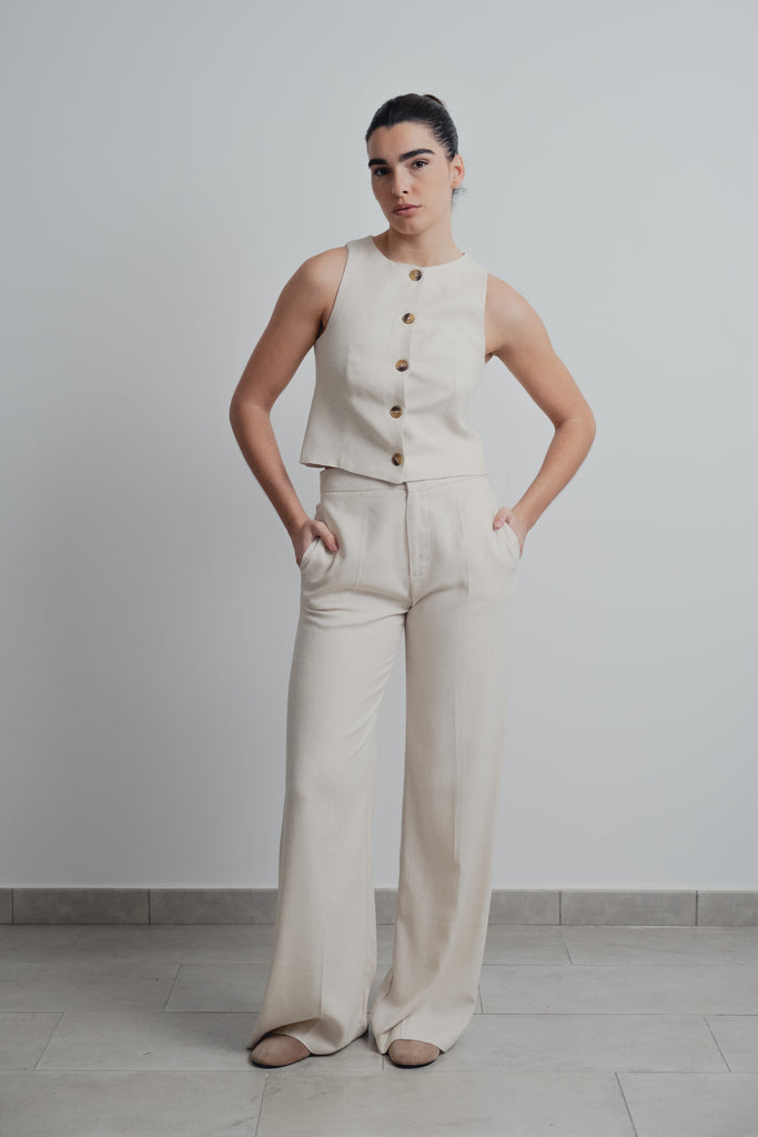 Buttoned Vest Sand