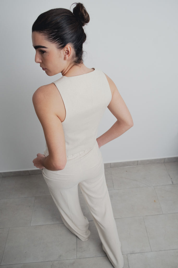 Buttoned Vest Sand